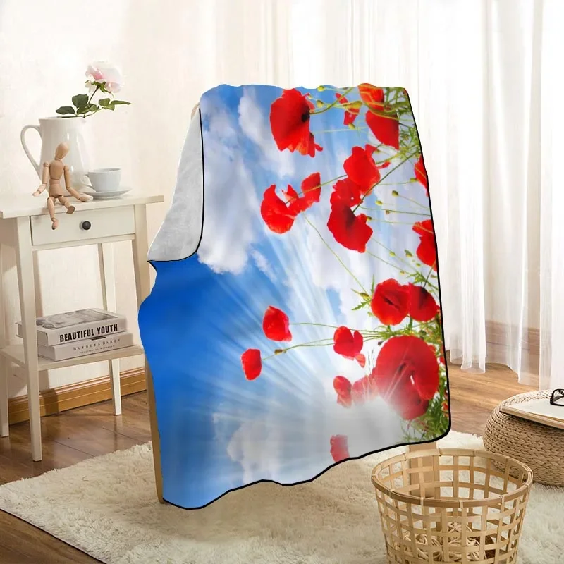 Nuovo arrivo Poppies coperte di fiori stampa coperta morbida coperta da casa/divano/biancheria da letto coperta da viaggio portatile per adulti