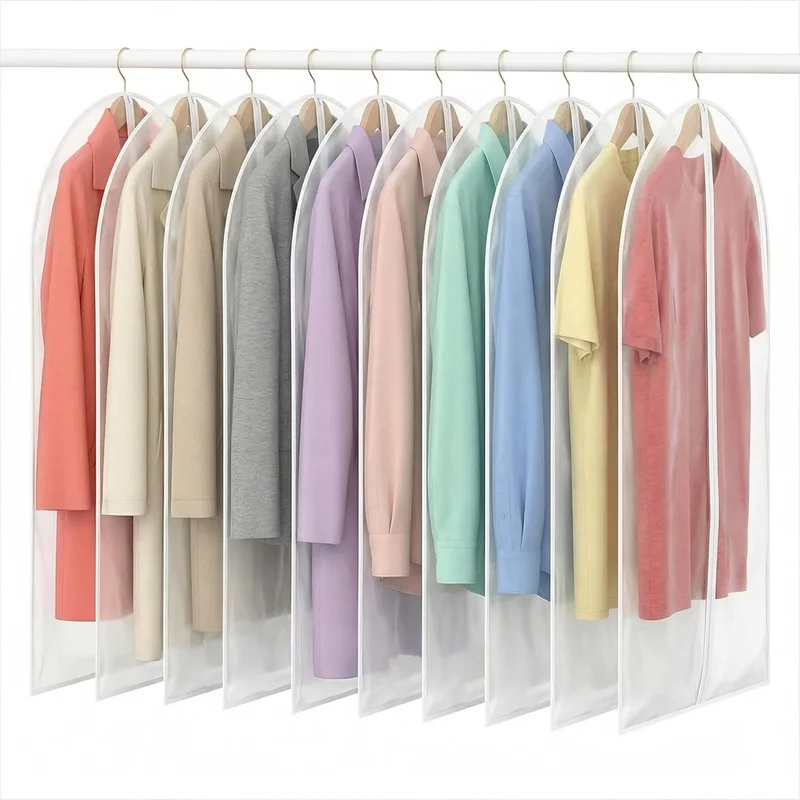 

Dust Proof Garment Protector Cover Bag Suit Coat Wedding Dress Cover Fully Enclosed Clothes Cover With Zipper Hanging Cloth Bag