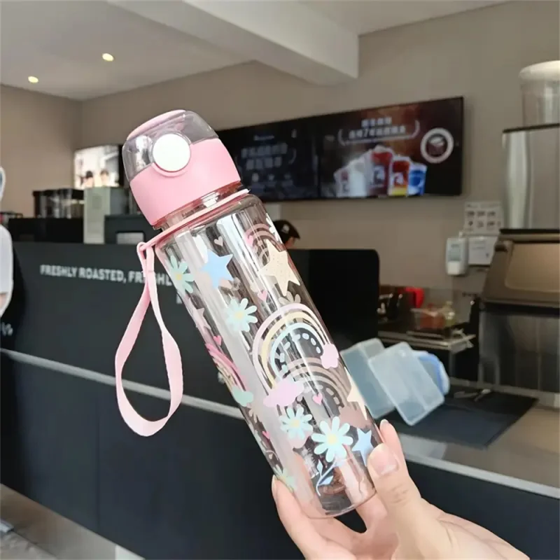 Botella de agua de dinosaurio de 700ml para niños, taza para sorber de agua con pajita de silicona, botellas de agua de plástico a prueba de fugas, taza de agua de verano para niños