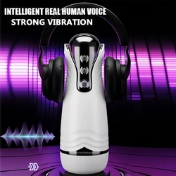 Automatic Male Masturbator Cup Vibration Intelligent Real Human Voice Blowjob Vagina Pussy Sex Machine Toys for Man Adult 18