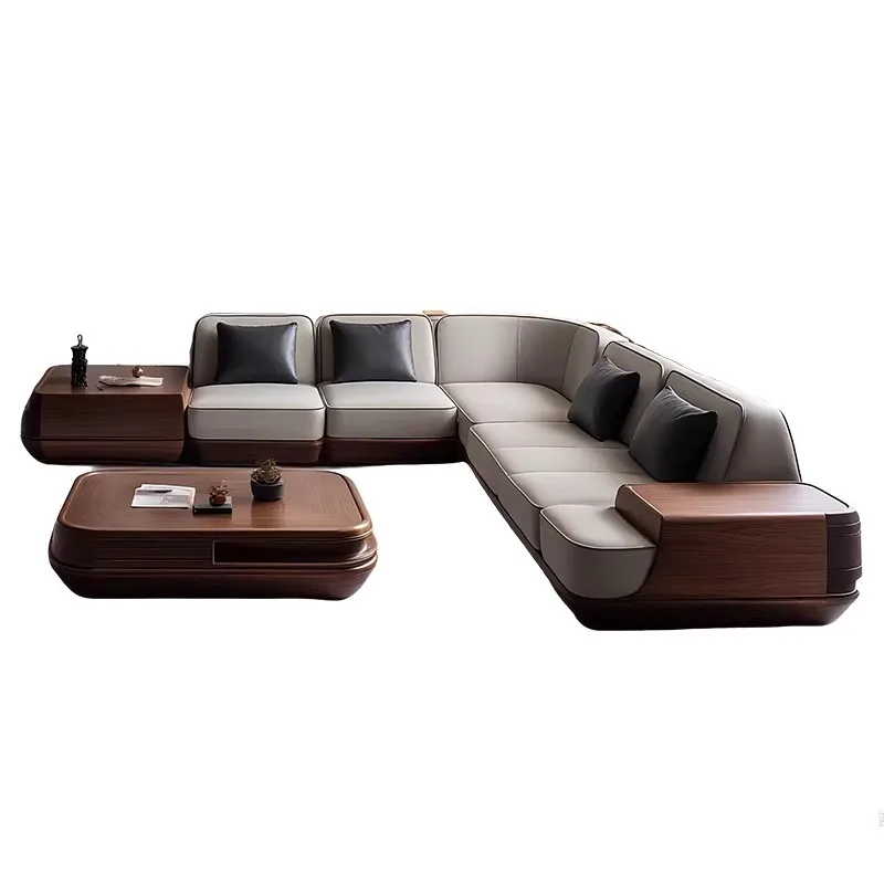 New Chinese black walnut sofa household living room corner solid wood sofa furniture