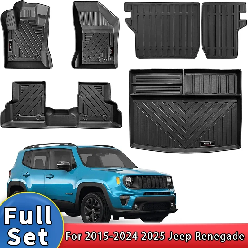 TPE الحصير بطانات البضائع ل Jeep Renegade 2015-2024 2025 اكسسوارات جذع مسند الظهر حصيرة مجموعة كاملة جميع الأحوال الجوية حماية حصيرة #1
