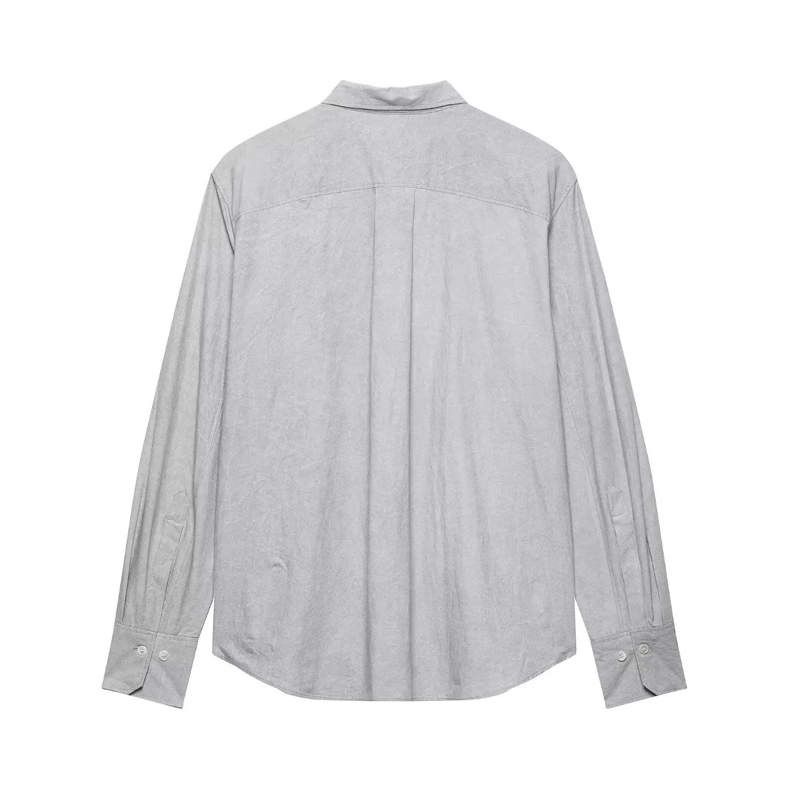 Nieuwe mode dames lente met zak grijze blouse revers hals lange mouwen vrouwelijke elegantie chic dame casual shirts mujer camisas