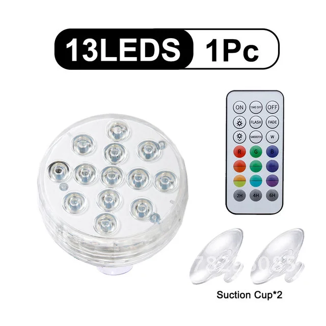 15 Magnet Remote RF Color Changing Submersible LED Pool Light with IP68 LED Underwater Lights for Pond Pool Aquarium