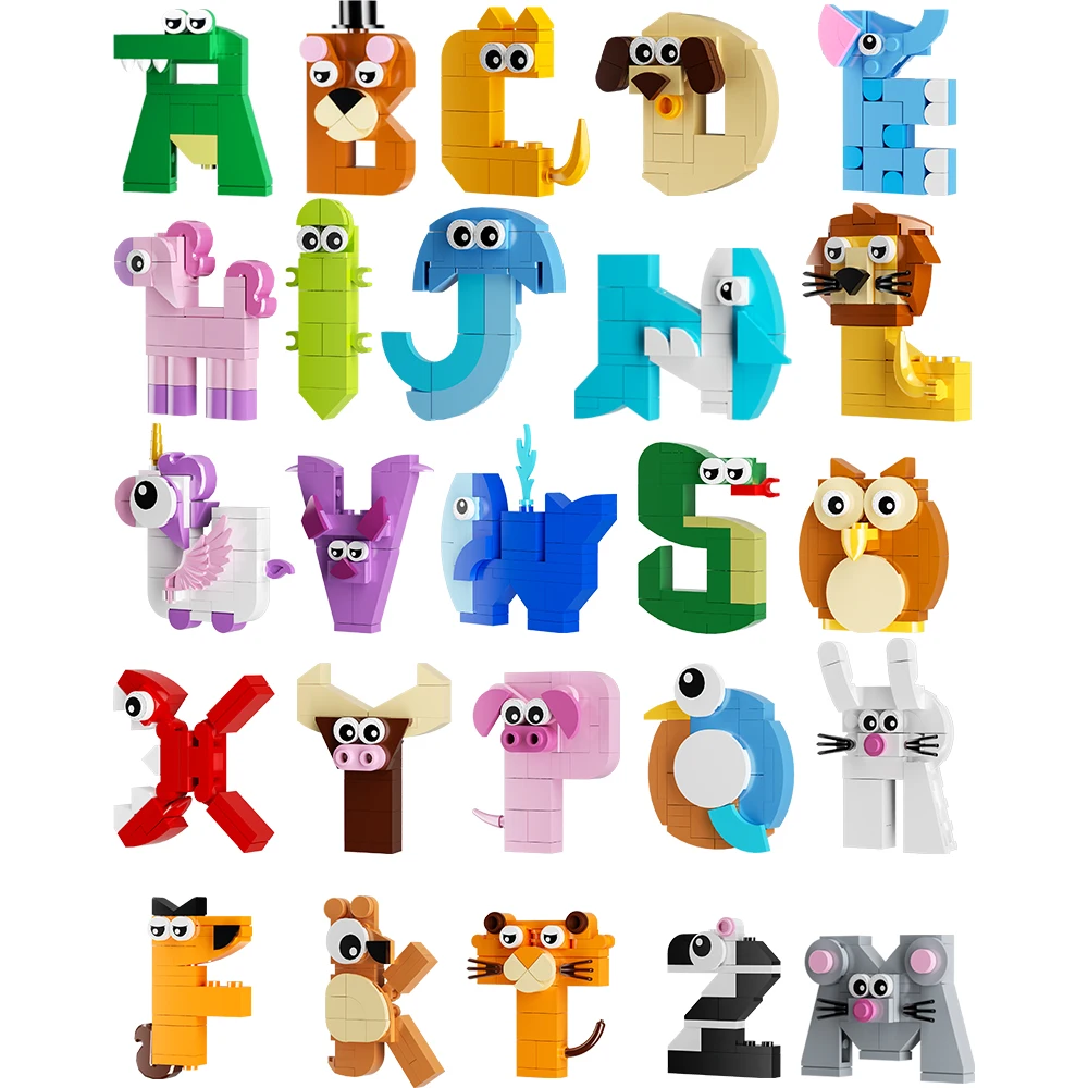 Gobricks Alphabet Animals Building Blocks Creative Toys Model Gift Box For Kids Boys Girl Educational Birthday DIY Bricks Sets