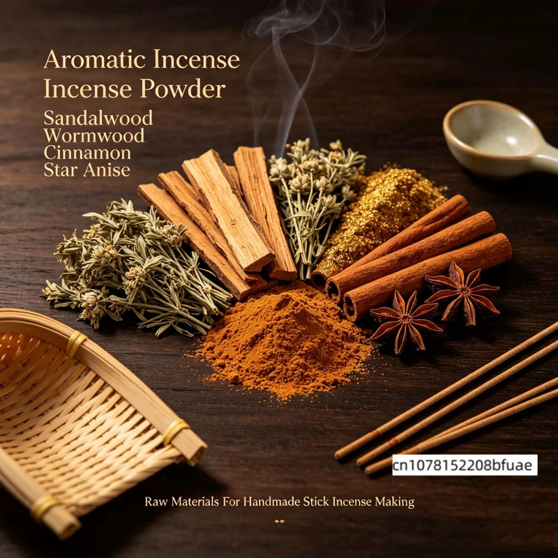 Aromatic Incense Powder Sandalwood Wormwood Cinnamon Star Anise, Raw Materials For Handmade Stick Incense Making