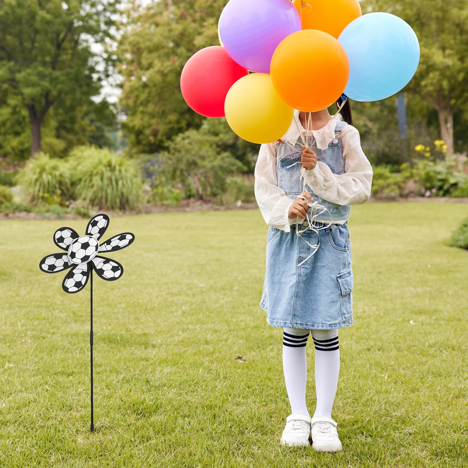2 قطعة الأطفال في الهواء الطلق Pinwheels الاطفال طاحونة لحديقة حفلة تفضل مرحلة ما قبل المدرسة ديكور المغازل ساحة شرفة-موضوع كرة القدم #1