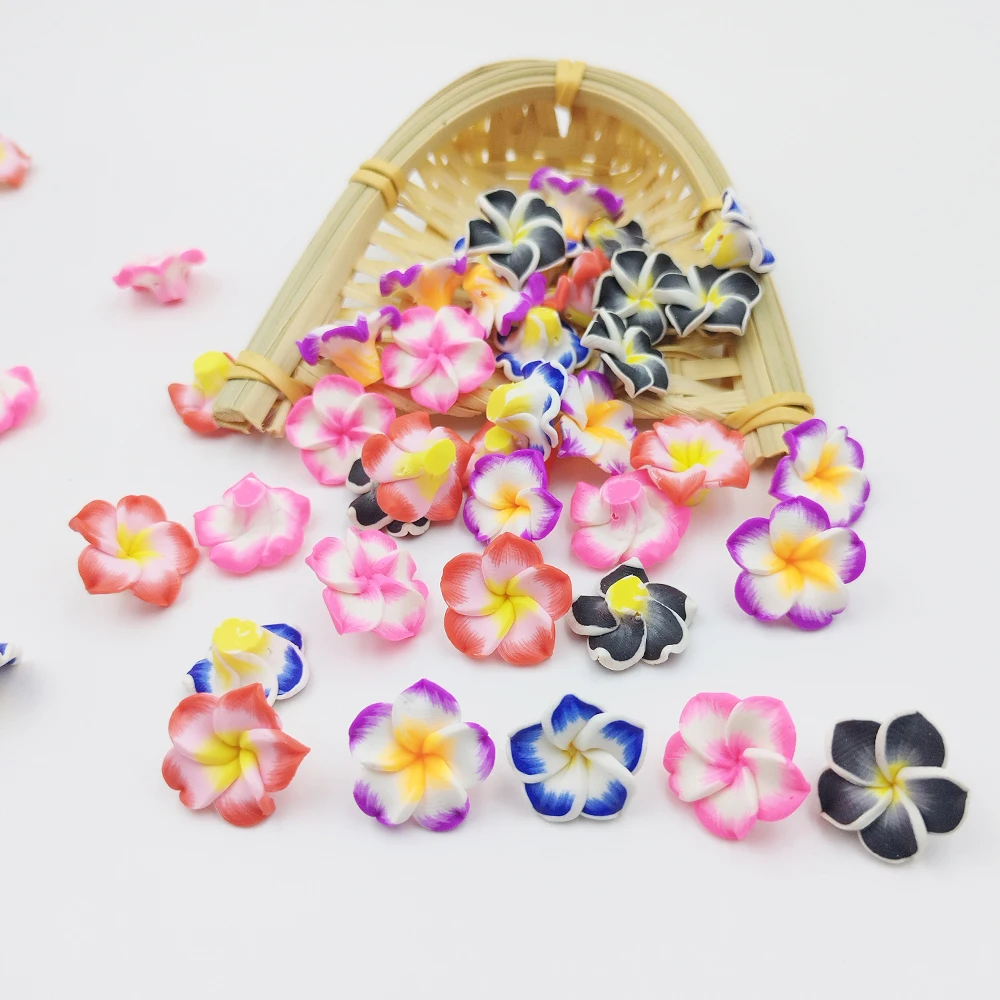 10PCS 20MM Plumeria Polymer Clay Flower Beads Hawaiian Jewelry DIY Process To Make Earrings Hairpin Necklace Accessories