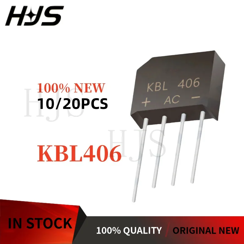 10/20PCS 100% Brand New and Quality KBL406 KBL-406 4A 600V Flat bridge rectifier, rectifier bridge.