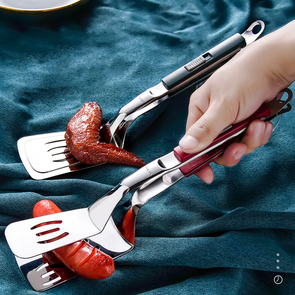 

2 в 1 щипцы-шпатели из нержавеющей стали, грили-барбекю, пищевой шпатель, зажим для улицы, корейский стиль, щипцы для жарки, зажим для хлеба для ежедневного приготовления пищи