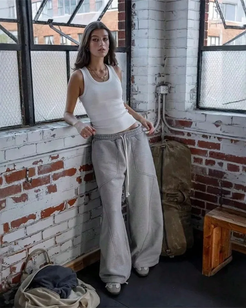 Y2k Street Loose Straight Baggy Pant Women Tracksuit Pant Unisex Retro Sweatpant Men Embroidery HipHop Harajuku Casual Pant Goth