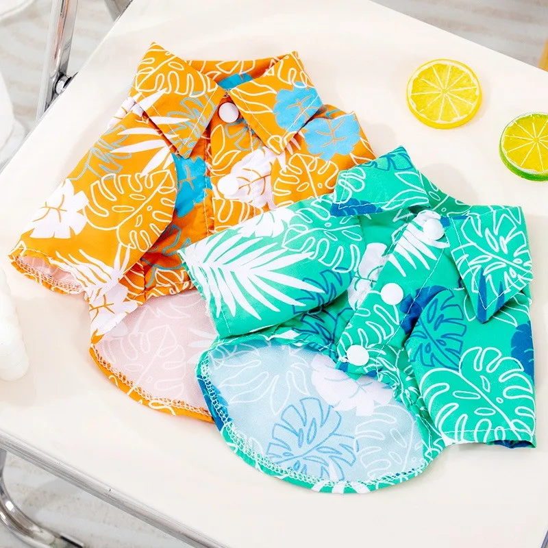 Summer Hawaiian Beach Style Dog Shirt Breathable Dog Clothes Luxury Puppy Vest Coconut Tree Print Cat T-Shirt Poodle Pet Clothes view 5