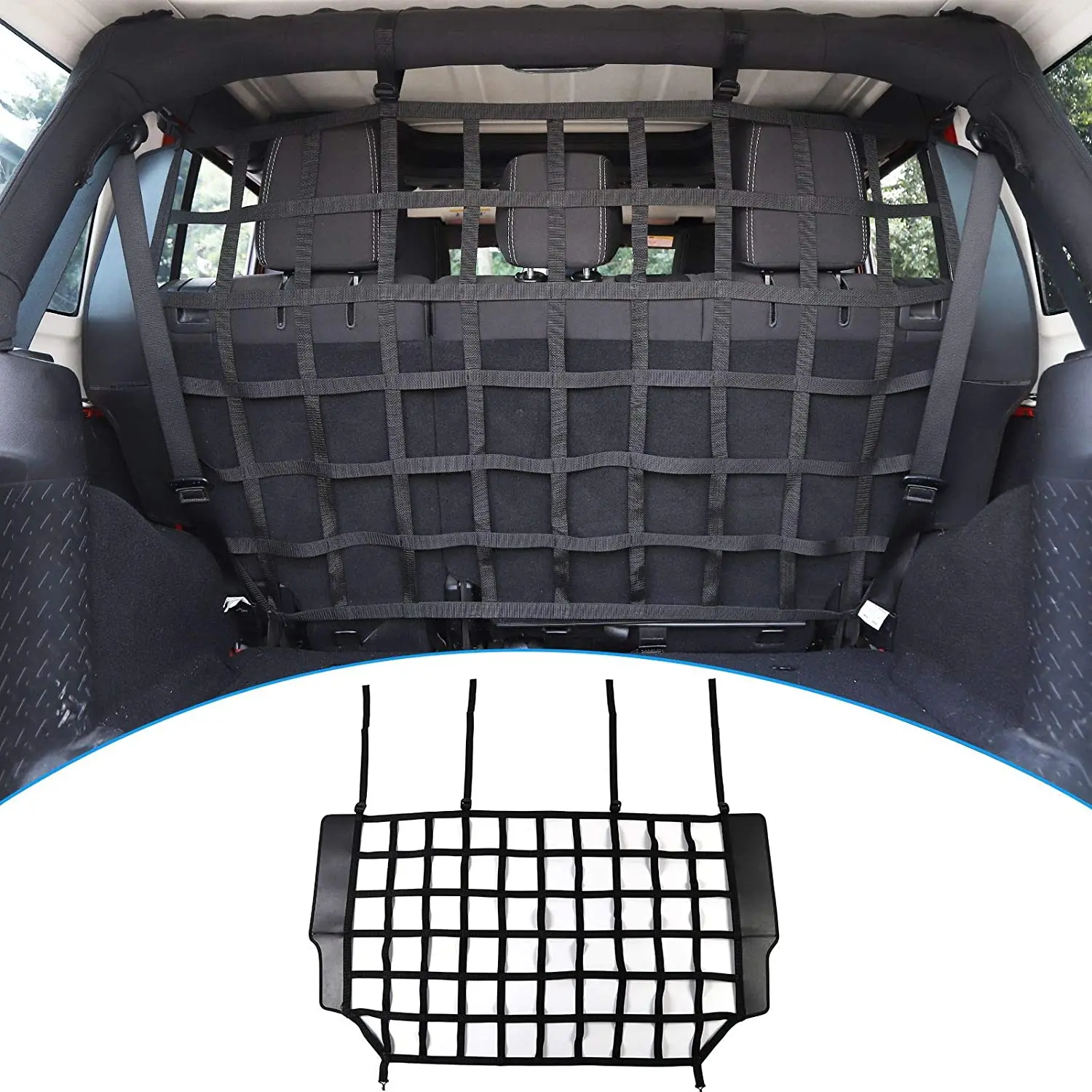 Car Rear Trunk Safety Mesh Dog Barrier Protection Isolation Pet Divider Net for Jeep Wrangler JK JL JT 2007-2023 Seat Cargo Net