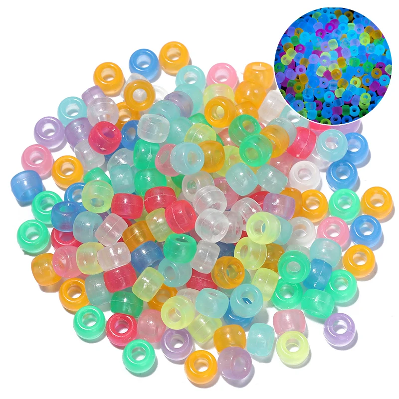 6x9mm Luminous Pony Beads Acrylic Loose Spacer Beads For Jewelry Making Handmade Material Craft Accessory Wholesale