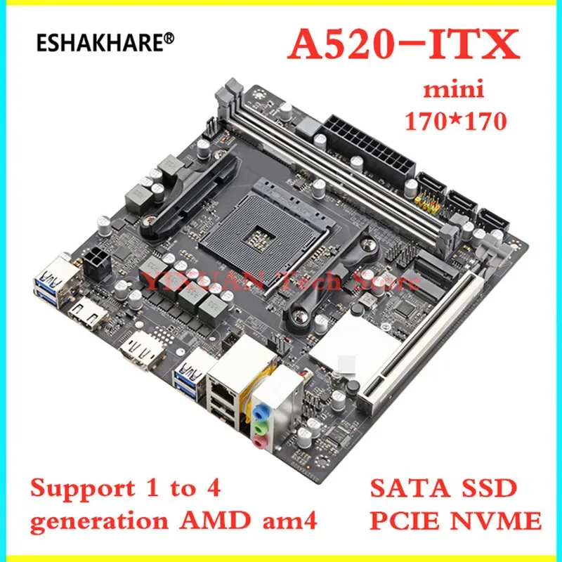 Placa-mãe MINI para Onda A520SD4-ITX, totalmente em estado sólido, AM4, mini desktop, placa-mãe AMD para CPU Ryzen, SATA3.0 e M.2.