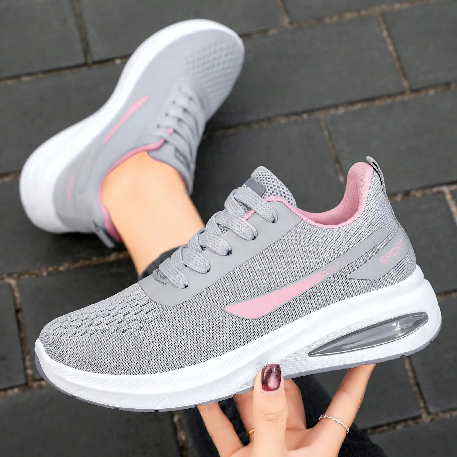 Women's Sports Shoes, Breathable Mesh Lace Up Sneakers, Lightweight Low Top Casual Tennis Shoes For Summer Outdoor Walking Soccer Cleats.sx260618091803615276410 - view 4