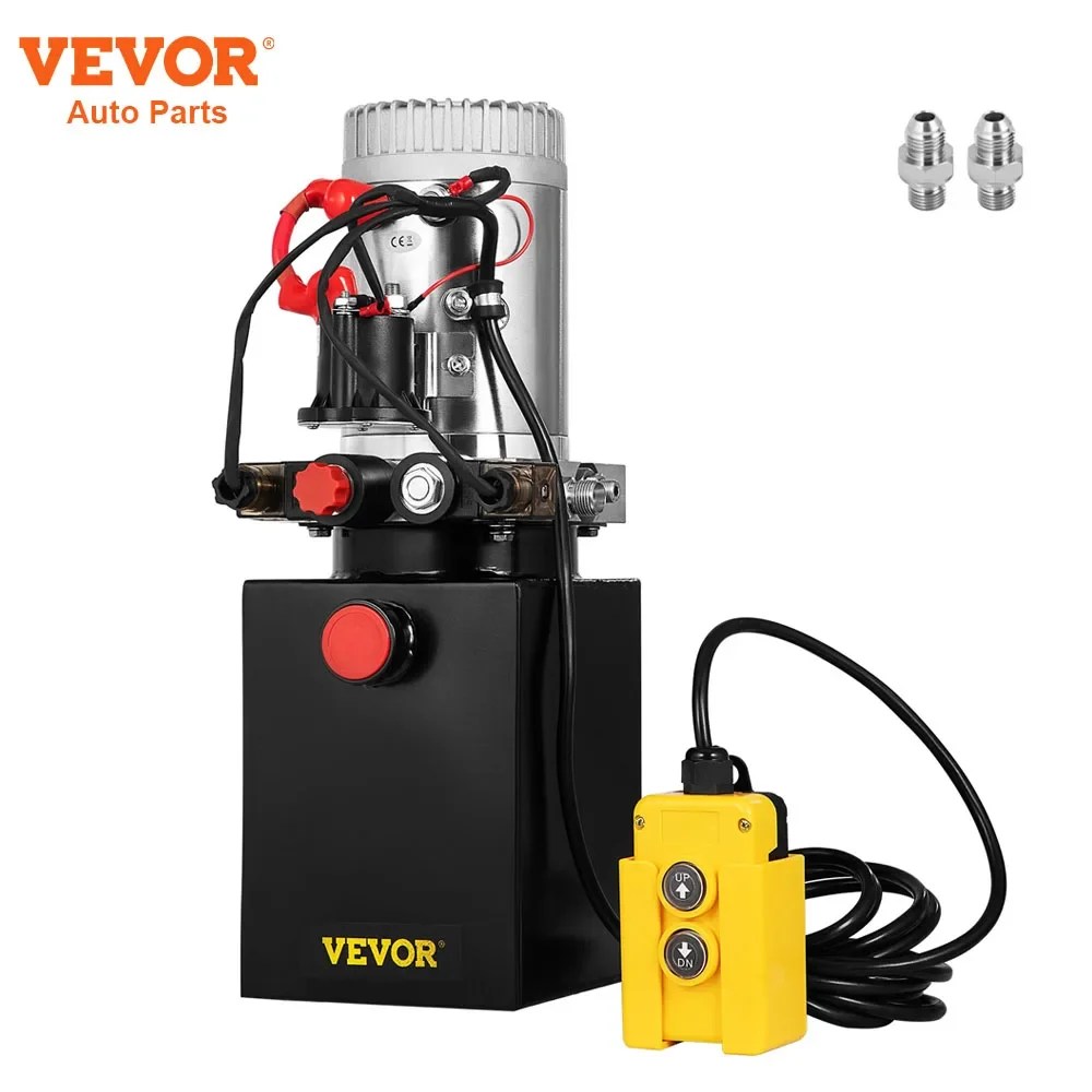 VEVOR Car Jack Hydraulic Pump 12V DC Double Acting Power Unit 4-20 Quart Steel Oil Tank Dump Trailer Truck Car Lift Motor Pump