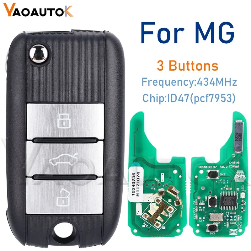 Smart Remote Car Key For MG HS ZTS ZS MG3 MG6 MG5 RX5 RX8 i5 i6 433Mhz ID47 Chip 7953 Intelligent Auto Remote Key 3 Buttons