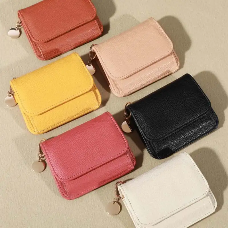 Portafoglio Sottile Da Donna In Pelle PU Con Portachiavi - 7 Slot Per Carte, Finestra ID, Blu/nero
