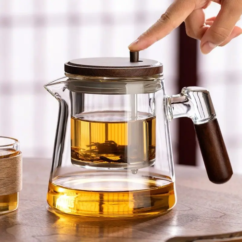 

One Button Infuser Glass Teapot Tea Separation Lazy Filter Cup Portable Household Tea Brewing Accessory