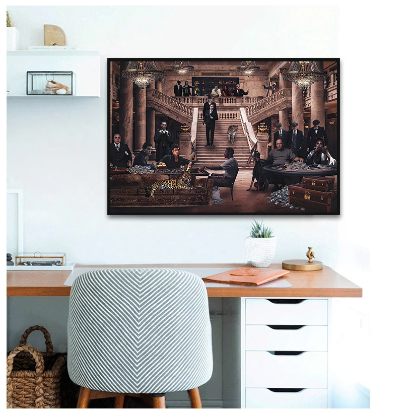 Classic Movie Gangsters Godfather Scar face Art Poster Canvas Painting Wall Picture Posters and Prints for Living Room Decor
