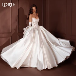 LORIE Vintage Lace Wedding Dresses Corset Appliques A-Line Bridal Gowns Backless Bow Princess Bride Dress Customized No Gloves
