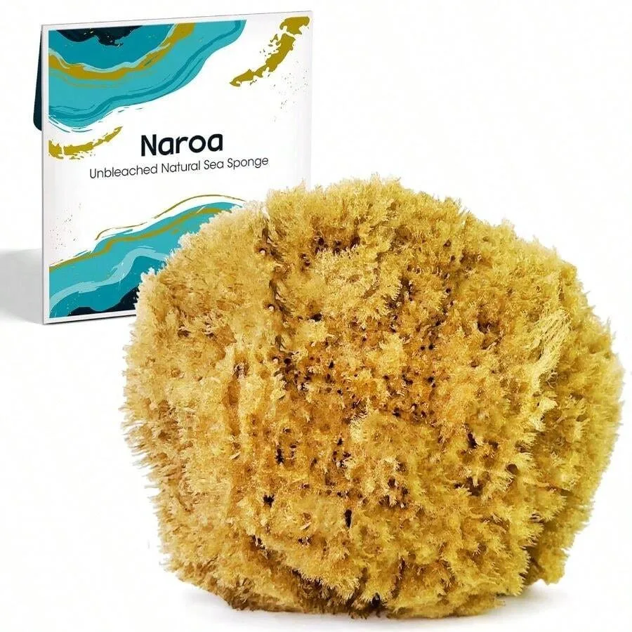 

【Новый стиль】Натуральная отшелушивающая губка Naroa X Large для душа, мочалка из морской луфы для здоровой кожи, неотбеленная мочалка для тела, скрабер для душа из ПУ.