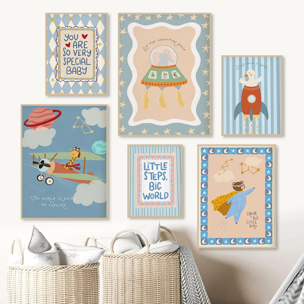 Baby Nursery Elephant - لوحة فنية جدارية لغرفة الأطفال بتصميم
