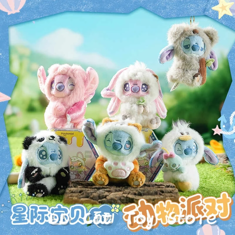 

In Stock Original Potdemiel Disney Stitch Animal Party Series Blind Box Kawaii Stitch Angel Figure Doll Bag Pendant Surprise Box