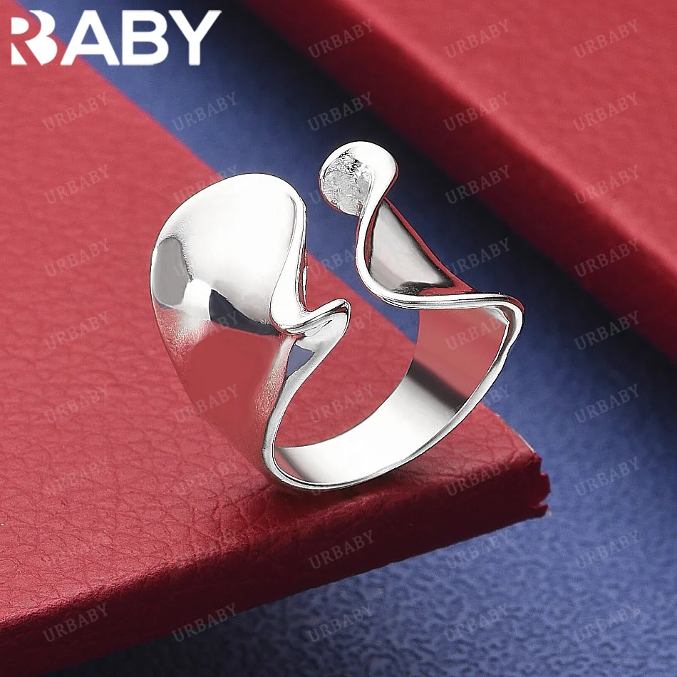 

URBABY 925 Sterling Silver Design Wide Open Ring For Women Men Grace Jewelry Trend Fashionable Birthday Party Gifts