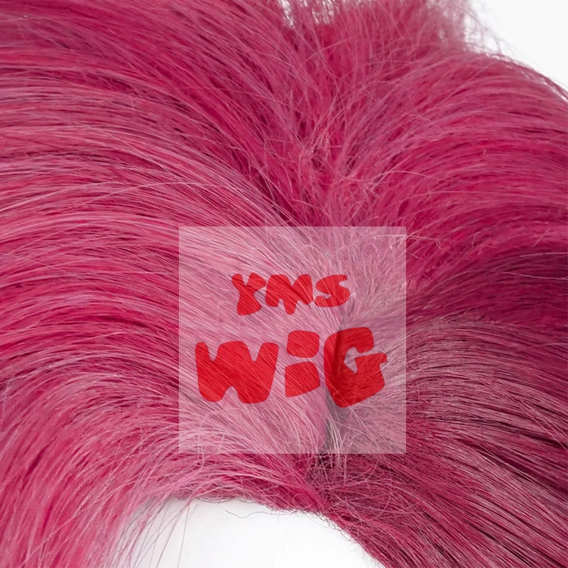 Peluca YMS de pelo sintético Arcane Vi, peluca de Cosplay para mujer, 30cm, pelucas de fiesta cortas y rectas de color rosa fuerte, resistentes al calor