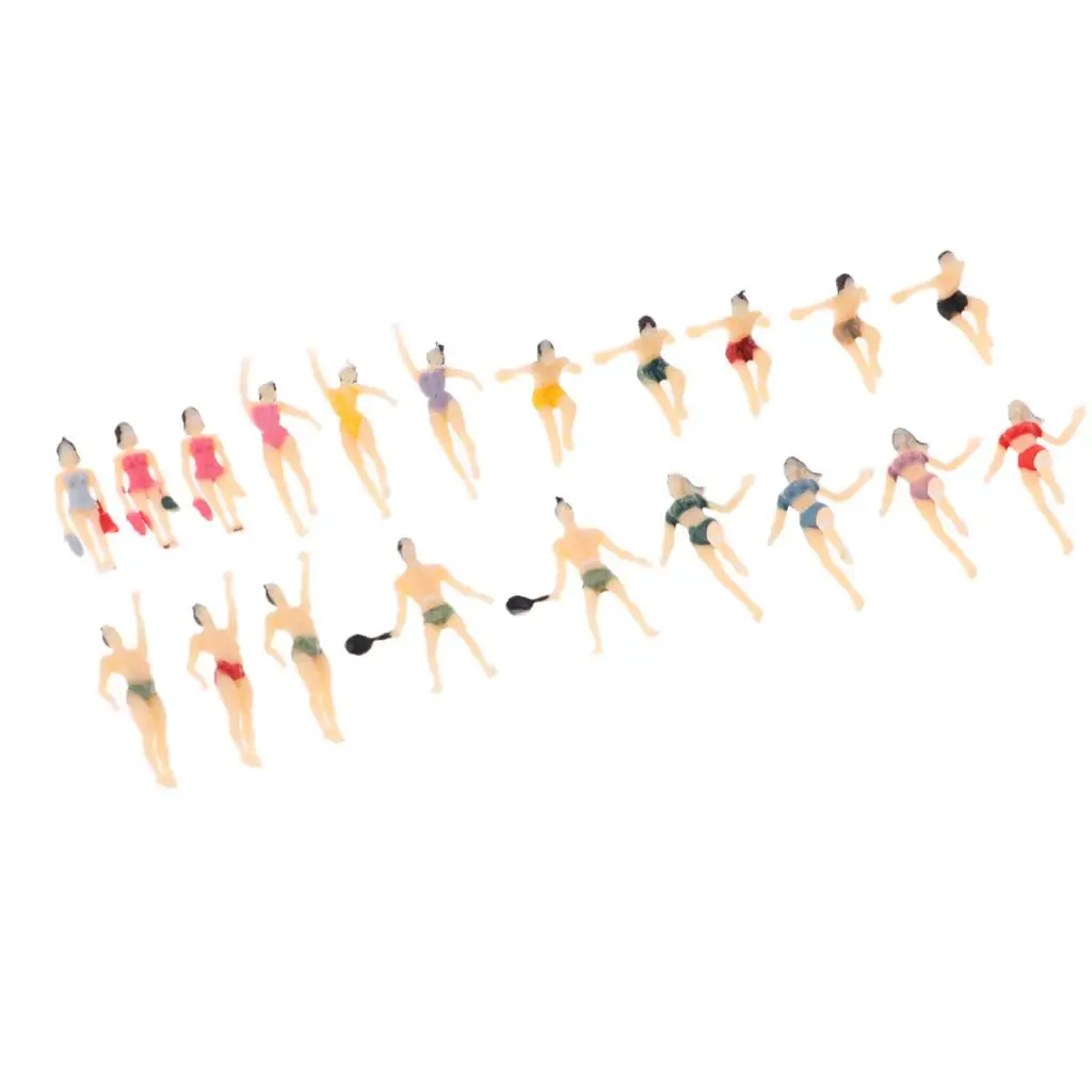 20Pcs HO Scale 1:100 Painted Model Figures People Male Female Swimmer for Diorama Wargame Layout Landscape Scenery