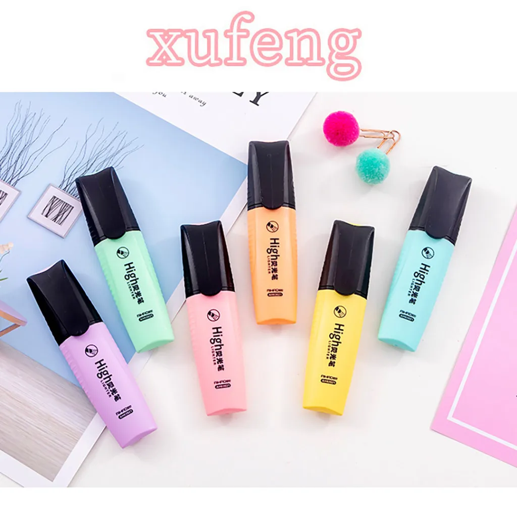 Double Headed Highlighter Pen Set Fluorescent Markers Highlighters Pens Art Marker Japanese Cute Kawaii Stationery Dropshiping