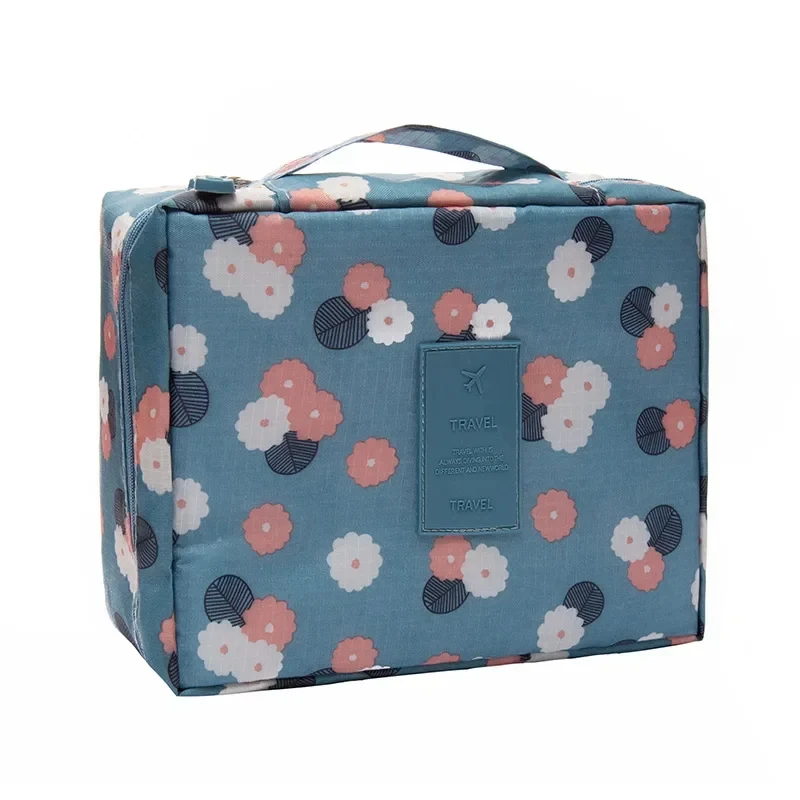 1pc Flowers Printing Storage Bag Crochet Full Set Of Weaving Tools Accessories Storage Bag Cosmetic Bag Blue Organizer Supplies