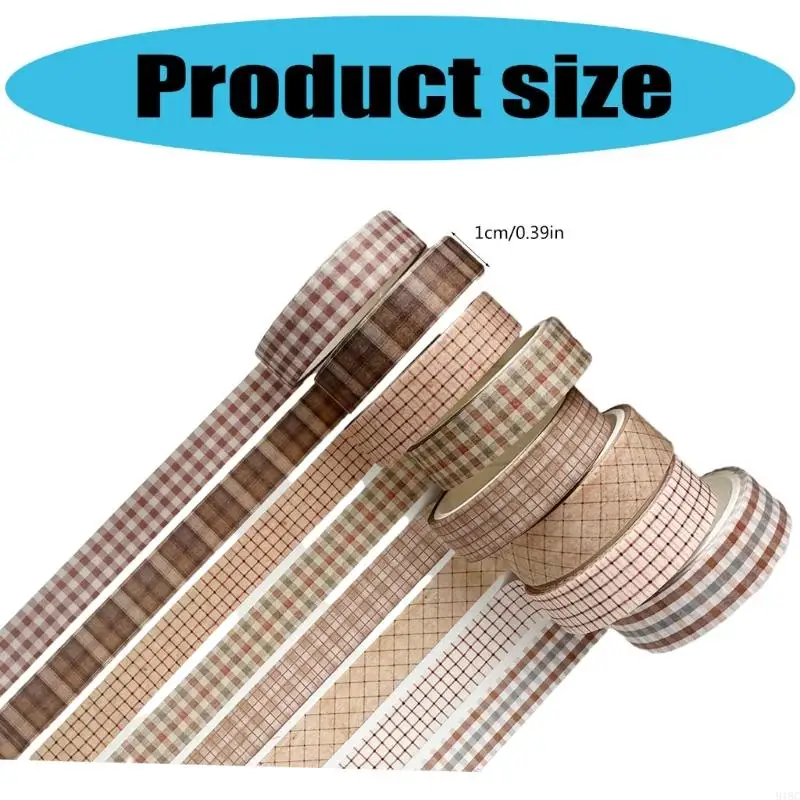 918C 8Pieces Scrapbooking Decorative Tape Aesthetic Masking Tape for Scrapbooking Journal Notebook Photo Frame Packaging