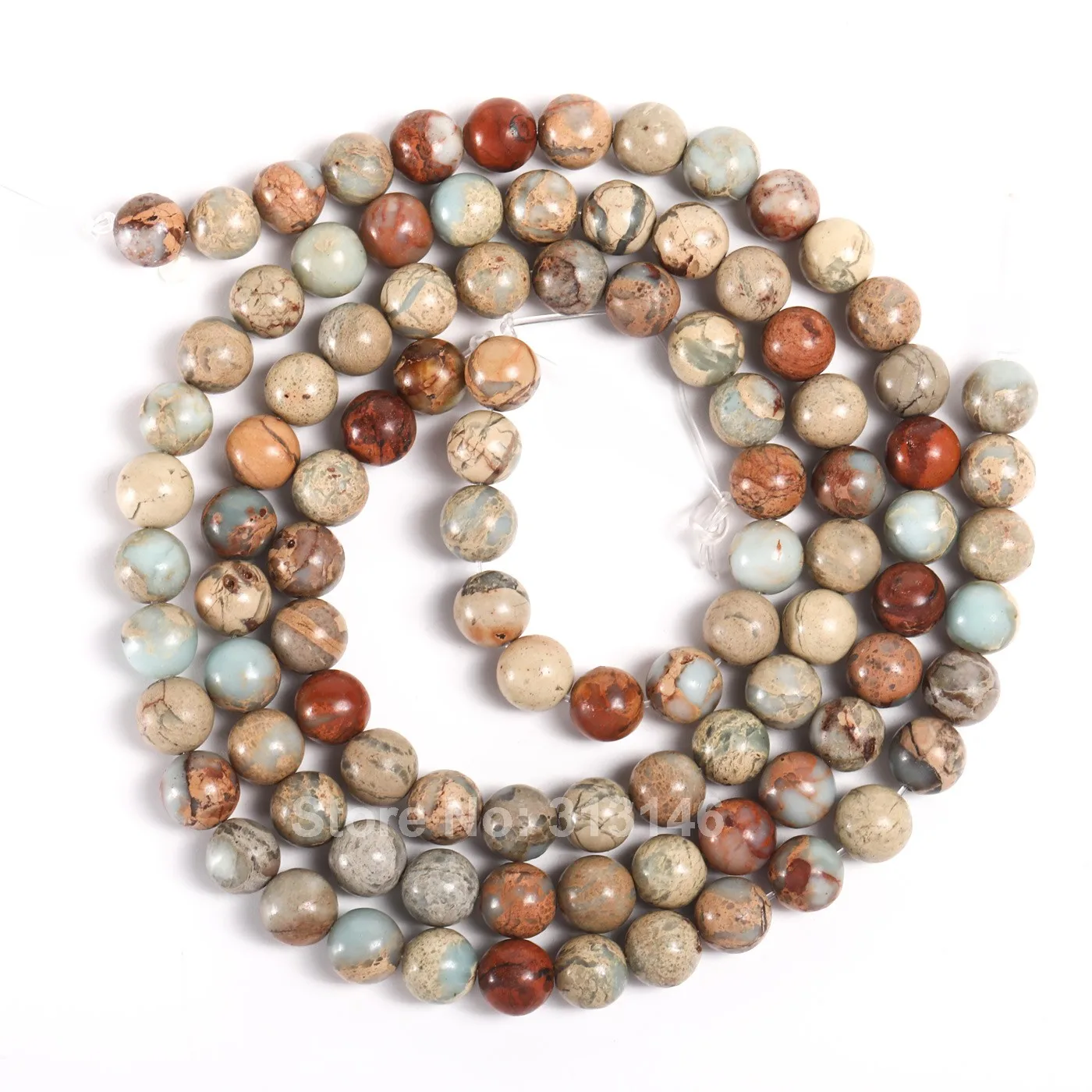 Genuine Real Natural Shoushan Stone Loose Round Semi Precious Serpentine Jasper Gemstone Strand Gem Beads 15