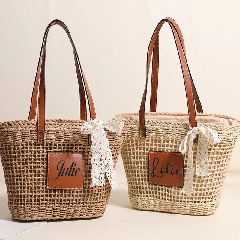 Personalized Hollowed Out Single Shoulder Woven Bag, New Silk Scarf Woven Bag, Vacation Style Beach Bag