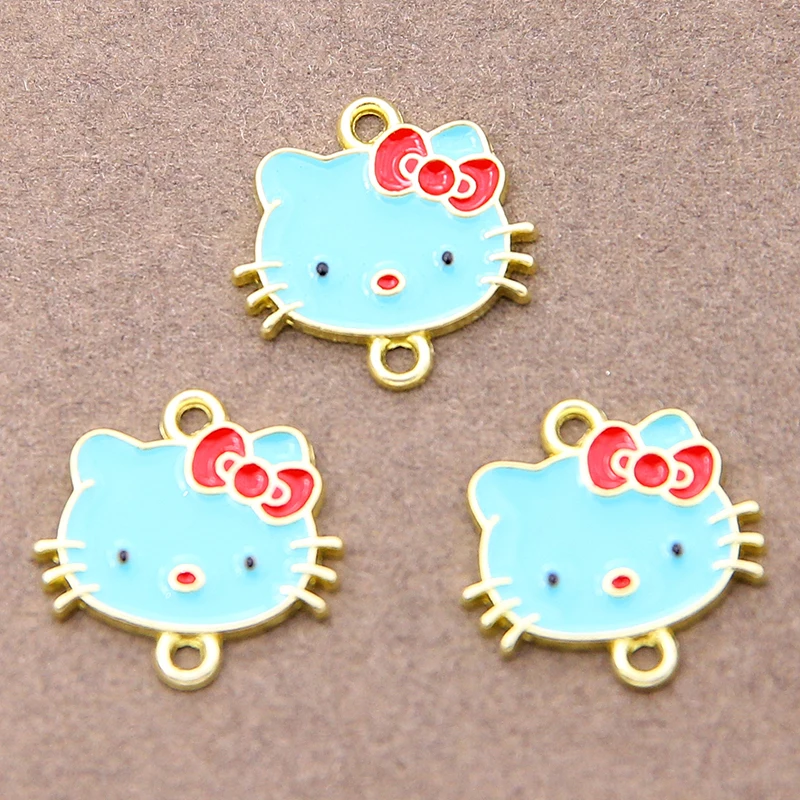 10pcs/lot Fashion  Enamel Color Cat Moon Sun Flower Connector Charms Pendant DIY Necklaces Earrings for Jewelry Making Accessori