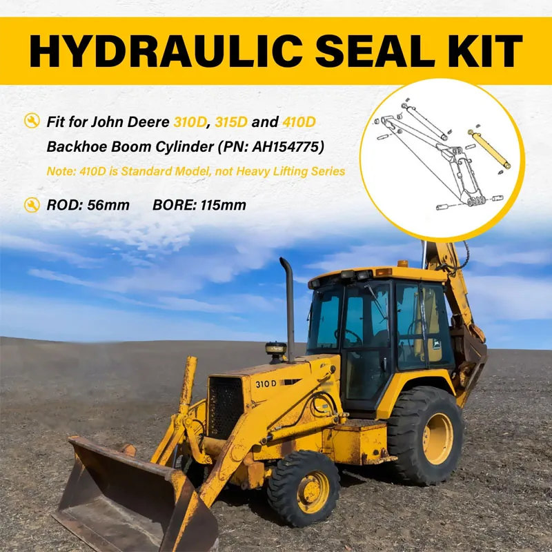 AH154775 Hydraulic Seal Kit Fit for John Deere 310D 315D 410D Backhoe Boom Cylinder (Rod: 56mm BORE: 115mm)