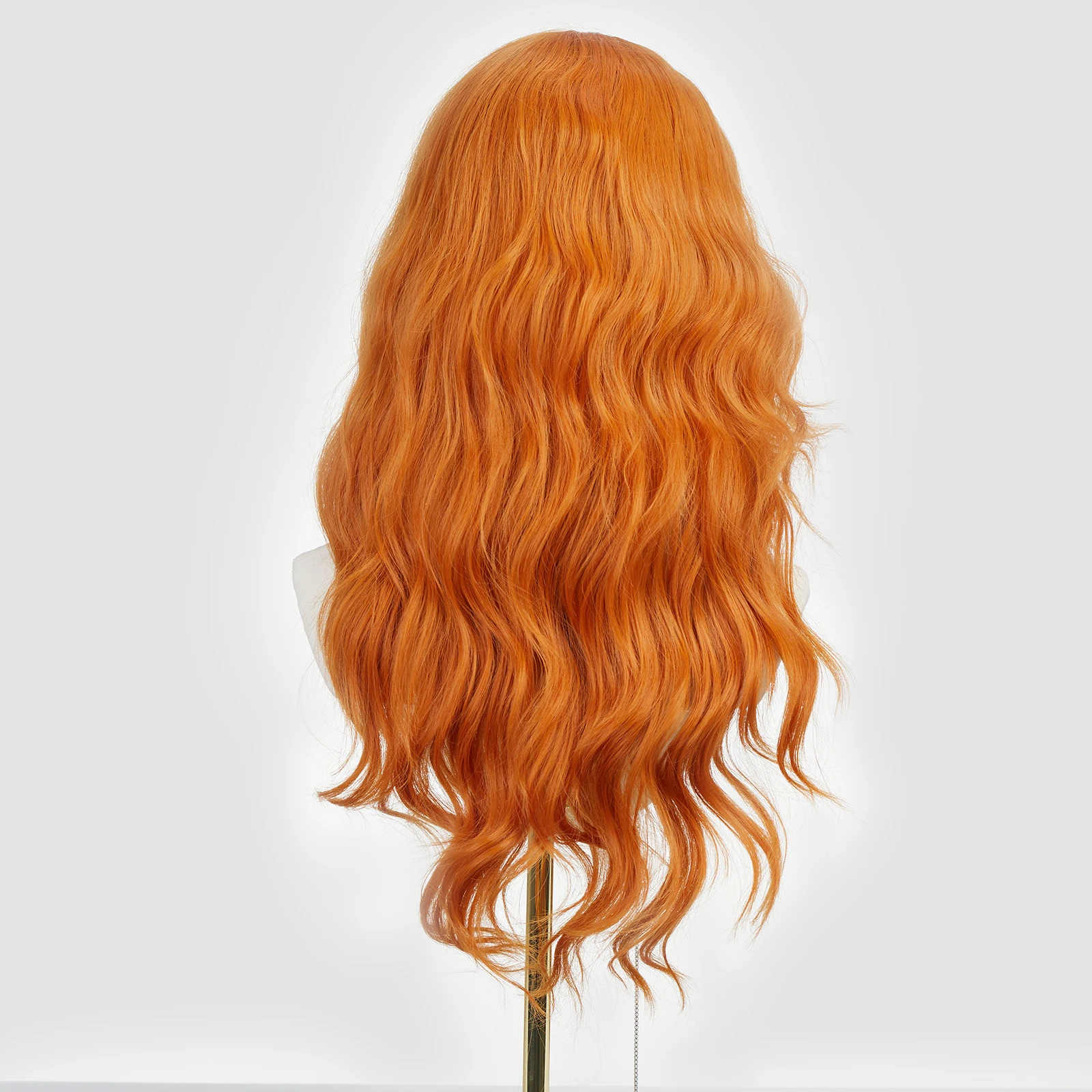 アラン・イートン オレンジ ウェーブ シンセティックウィッグ 前髪付き ロング カール ウェーブウィッグ 女性用 ウィッグ デイリー クリスマスパーティー用 耐熱性