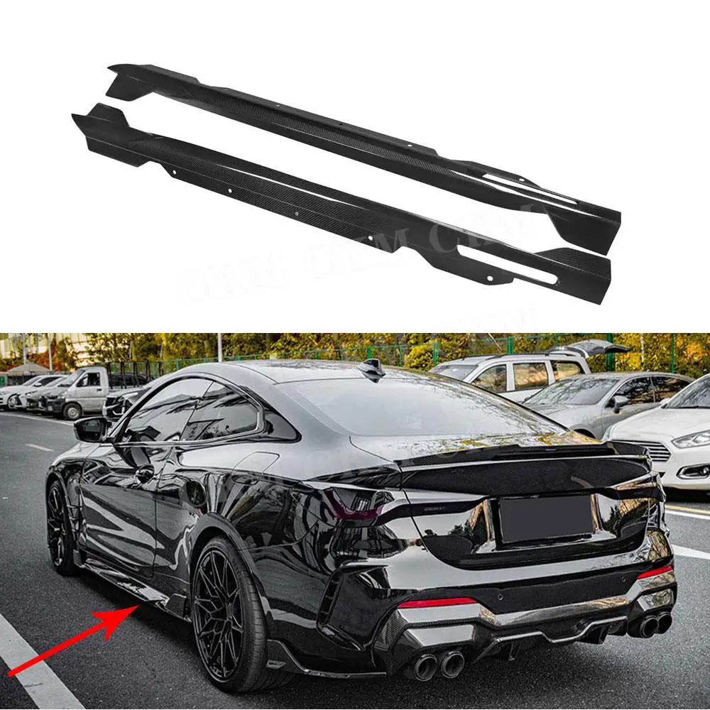 

CKMUUER Carbon Fiber Side Skirt Rocker Panels FRP Body Kit For BMW 4 Series G22 G23 Coupe 2021+ Car Door Protected Accessories