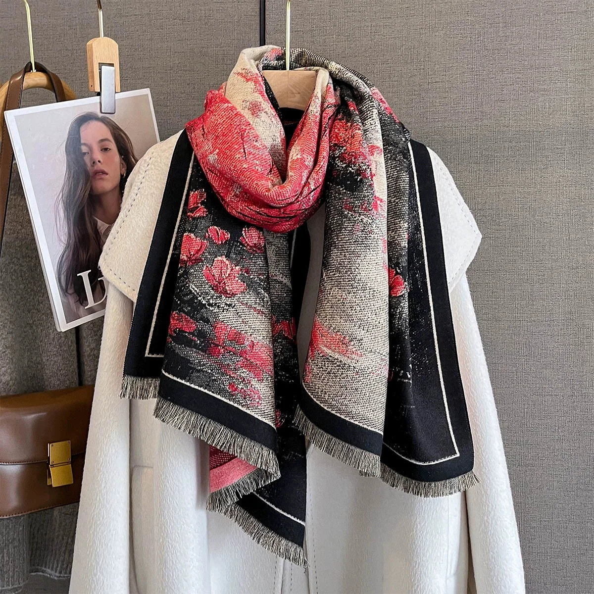 

Women Winter Fashion Warm Imitation Cashmere Scarf Luxury Pashmina Blanket Thick Shawl Wrap Neckerchief Bufanda Echarpe Poncho