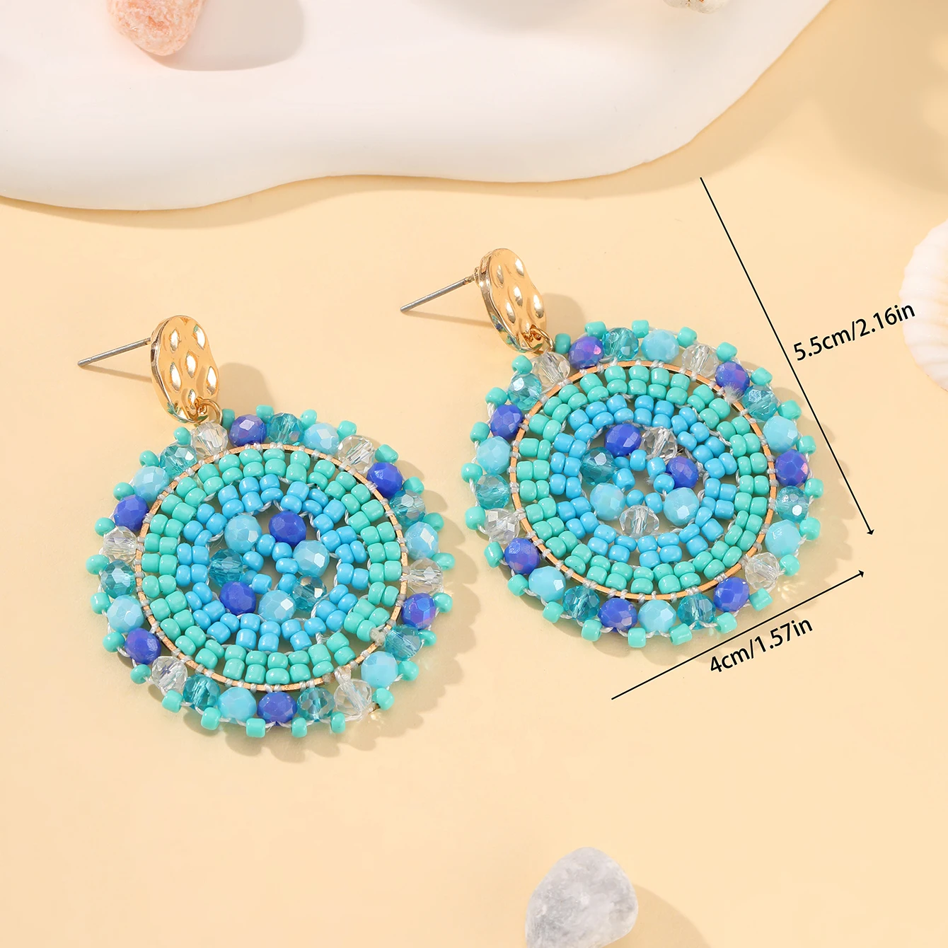 INKDEW Round Bohemia Drop Earrings for Women Big Long Earrings Handmade Crystal Faceted Beads Earrings Jewelry Gift boho EA092