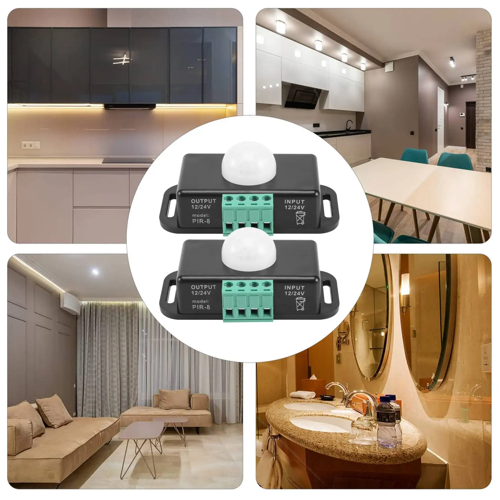 Motion Sensor Switch, 12V 24V PIR Sensor LED Switch Controller for Flexible LED Strips Light, 2 Pack image 5