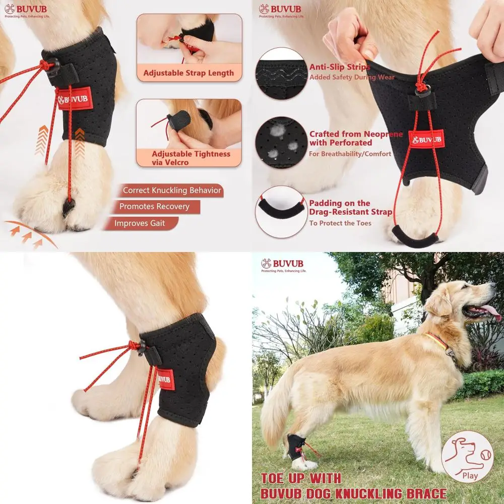 Soporte para nudillos caninos para perros, pierna trasera, envoltura para pies de perro para arrastre de dedos, causa de la insuficiencia del nervio ciático, myelopatía, herni