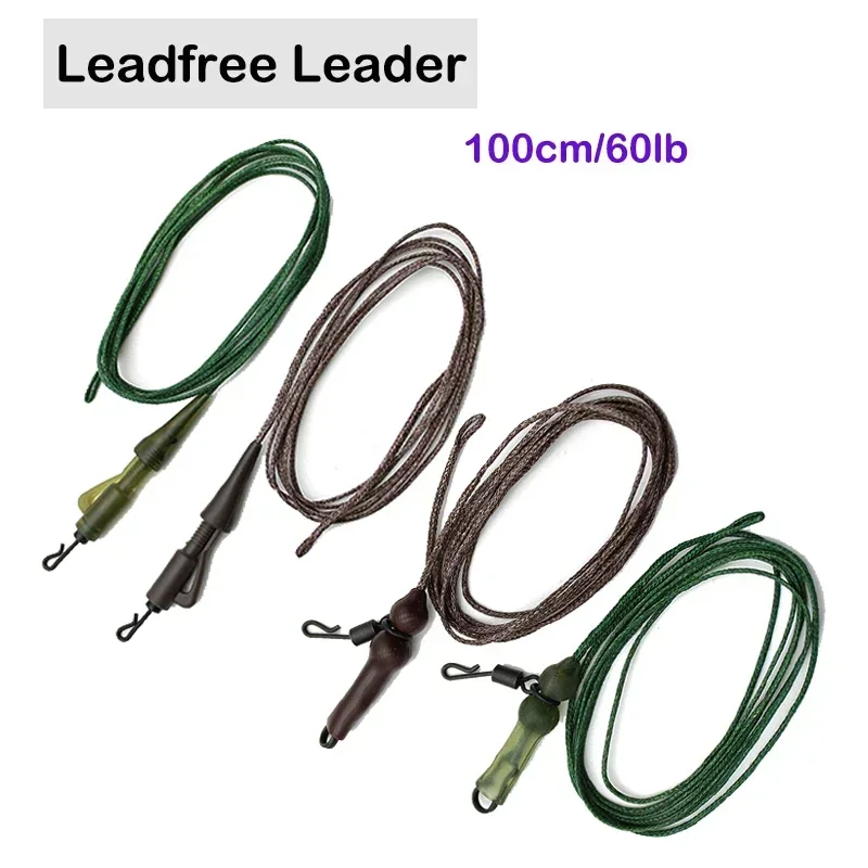 2pcs 100cm/60lb Carp Fishing Line Ready Tied Helicopter Chod Rig Braided Carp Leadfree Line Leadcore Leaders Fishing Accessories