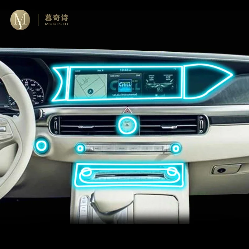 

For Genesis G90 2019-2023 Car Interior Piano board protection film TPU transparent self-adhesive Paint film Anti scratch refit