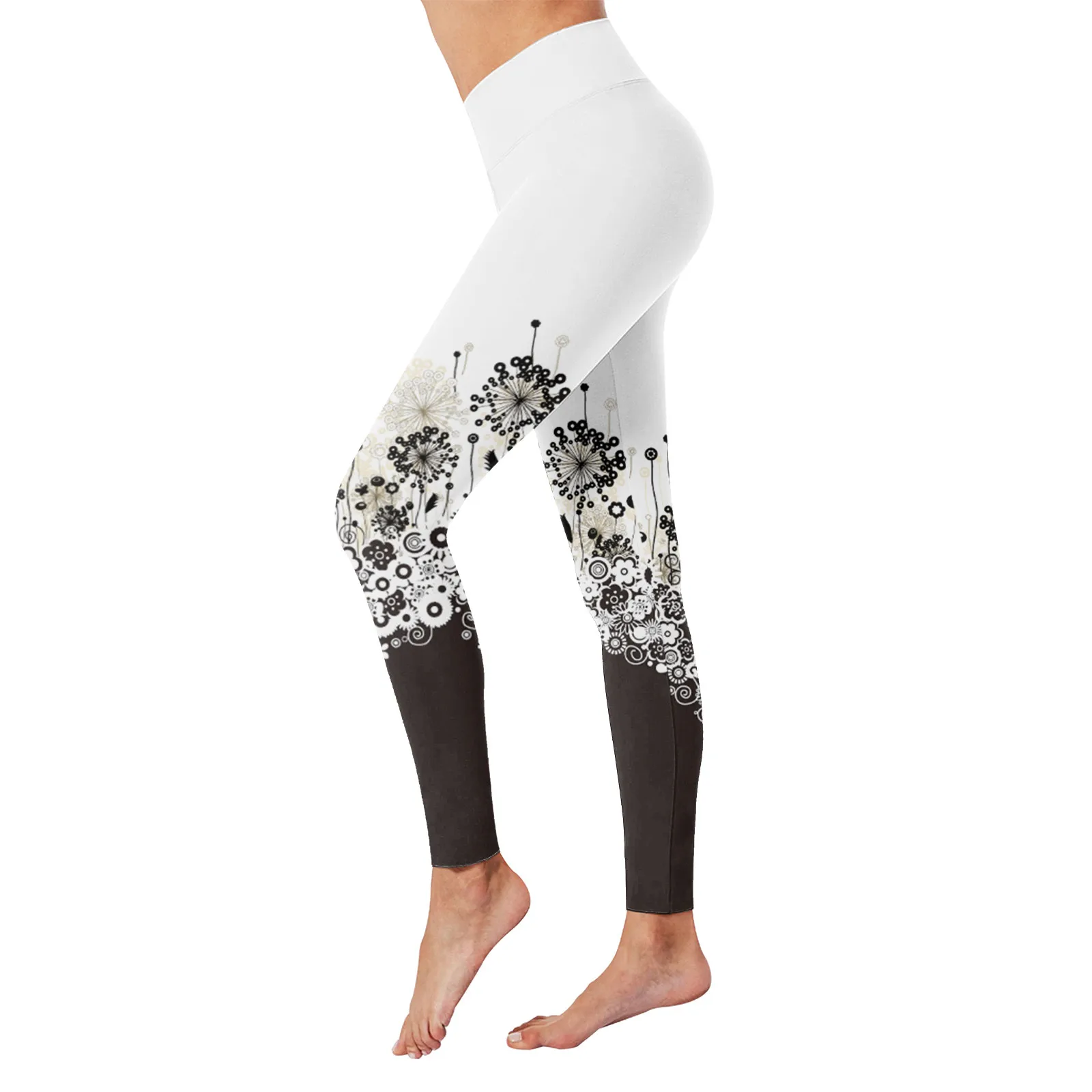 Leggings de cintura alta estampado Foral feminino, calças justas esportivas, calças de corrida, calças de elevação, leggings fitness