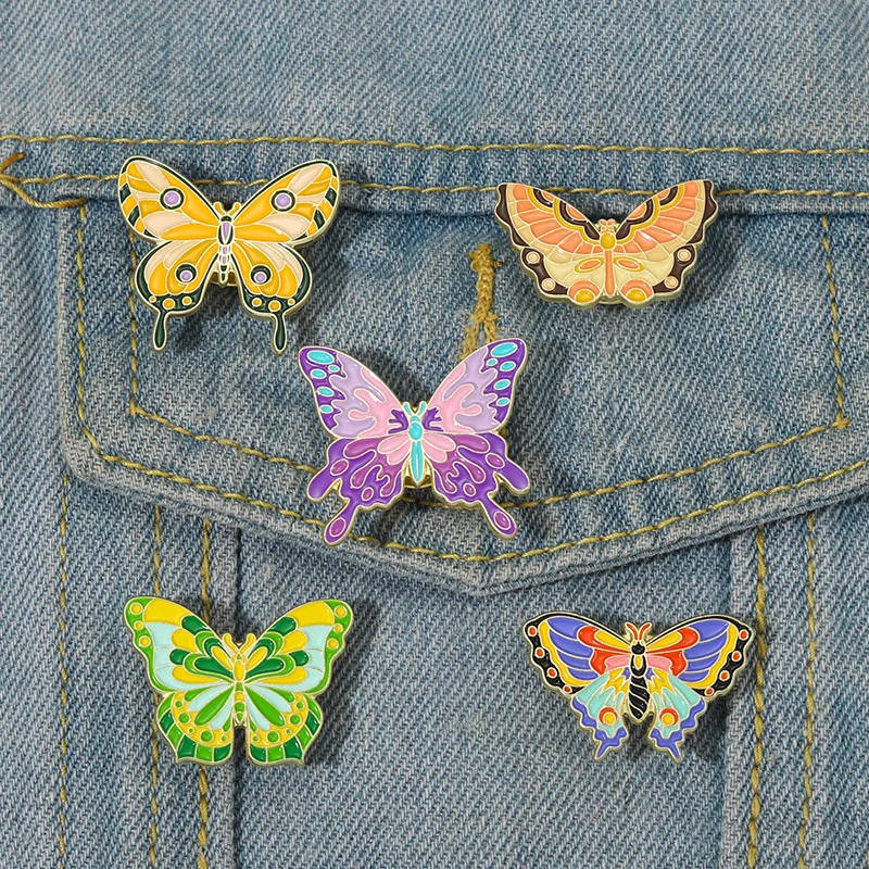 

Butterfly Enamel Pins Colorful Insect Animal Badges Metal Lapel Pin for Backpack Clothes Woman Sweater Decorative Brooch Jewelry