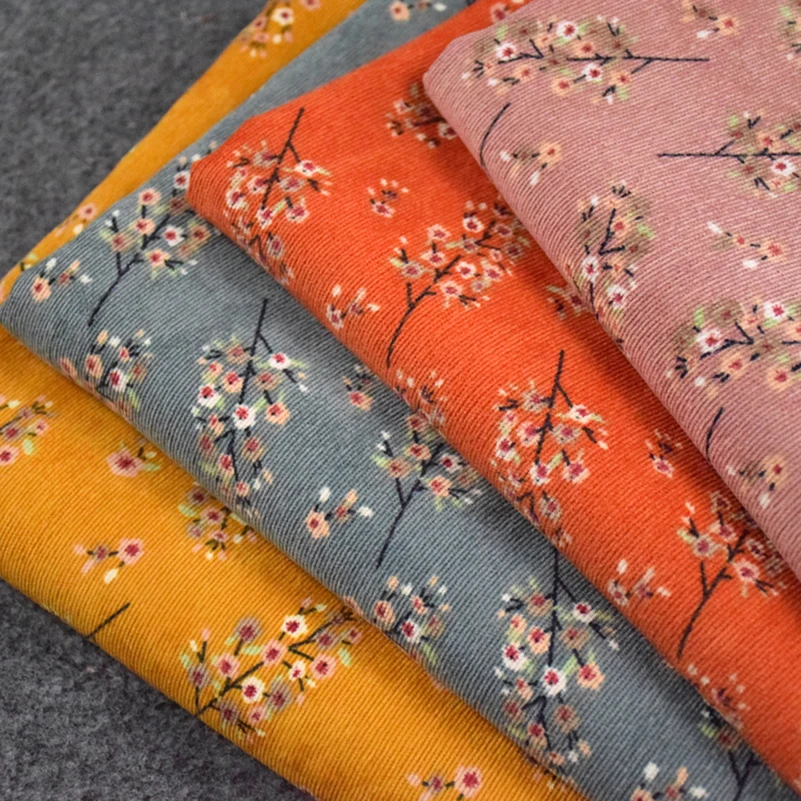 

Classical Floral Print Corduroy Fabric Autumn and Winter DIY Handmade for Sewing Dress Shirt Clothing Jacket by Half Meter